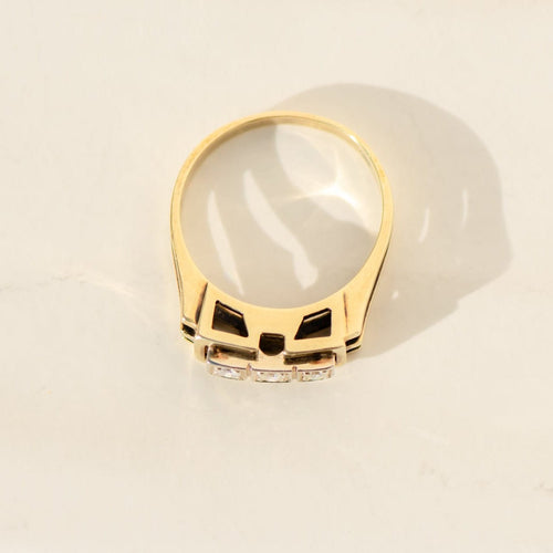 Bague 59 Bague vintage - Trilogie de diamants en or jaune 14 carats 58 Facettes