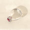 Bague 56 Bague vintage - Halo rubis et diamants en or blanc 18 carats 58 Facettes