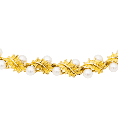 Collier Collier en or jaune 18 carats avec perles et diamants 58 Facettes 2041065CN