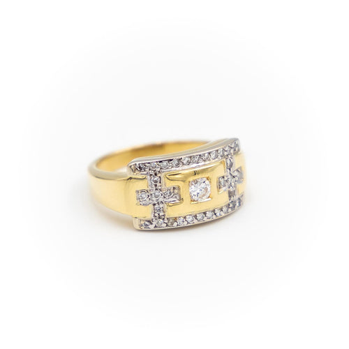 Bague 53 Bague en or jaune et or blanc 18 carats avec diamants 58 Facettes 2052067CN