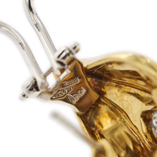 Boucles d'oreilles Damiani - Boucles d’oreilles clous en or jaune et diamants 58 Facettes 20545