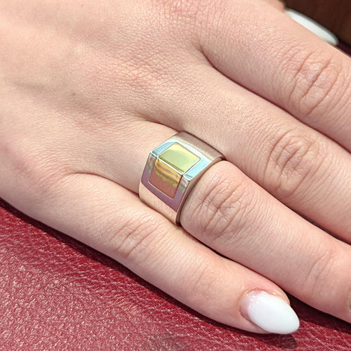 Bague 55 Dinh Van - Bague géométrique en or blanc et or jaune 18 carats 58 Facettes 20553