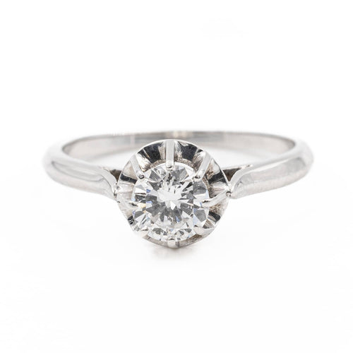 Bague 54 Bague solitaire en or blanc 18 carats avec diamant taille brillant 58 Facettes 2058191CN