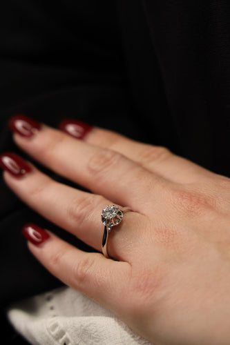 Bague 54 Bague solitaire en or blanc 18 carats avec diamant taille brillant 58 Facettes 2058191CN