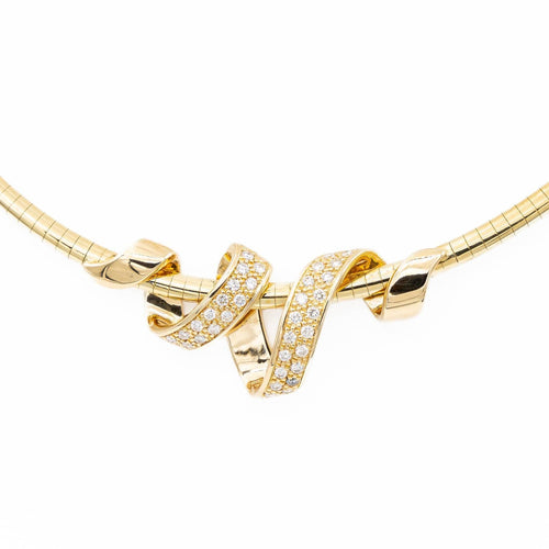 Collier Collier maille oméga torsadée en or jaune 18 carats et diamants 58 Facettes 2075259CN