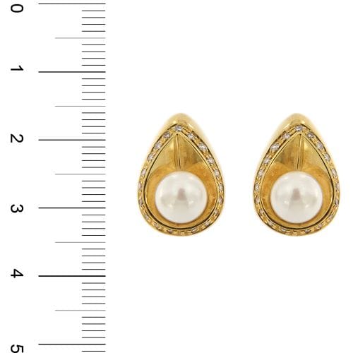 Boucles d'oreilles Boucles d’oreilles goutte - Perles et diamants en or jaune 18 carats 58 Facettes 20795