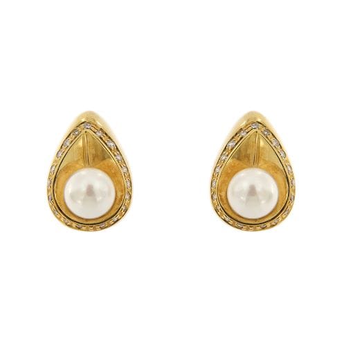 Boucles d'oreilles Boucles d’oreilles goutte - Perles et diamants en or jaune 18 carats 58 Facettes 20795