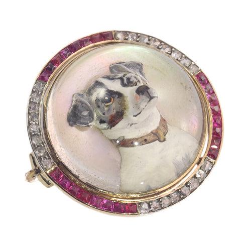Broche Broche Jack Russell Terrier en or 18K, diamants et rubis 58 Facettes 21007-0047