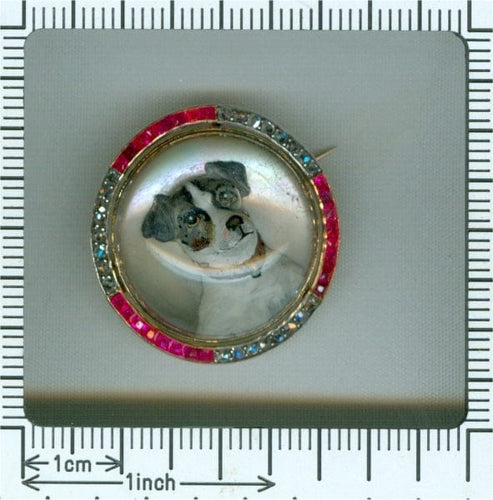 Broche Broche Jack Russell Terrier en or 18K, diamants et rubis 58 Facettes 21007-0047
