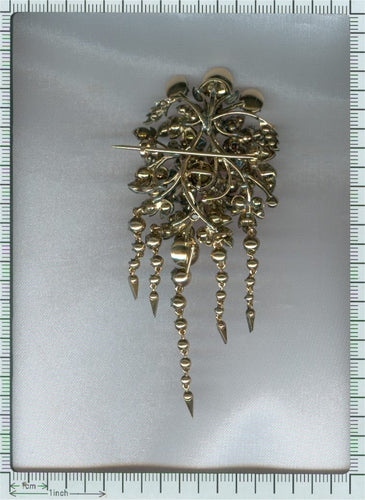 Broche Broche trembleuse florale ancienne en or rose 14K et diamants 58 Facettes 21028-0240