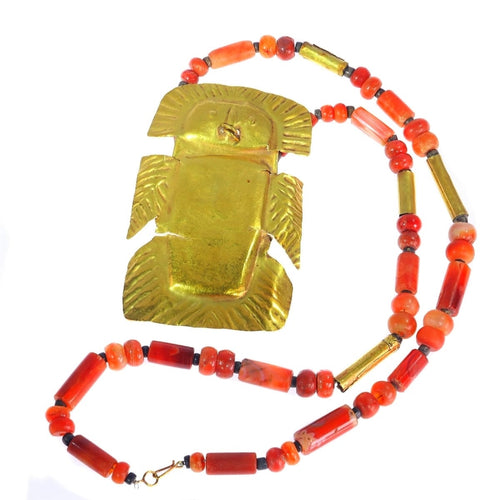 Collier Pendentif précolombien - Oiseau anthropomorphe en or avec collier 58 Facettes 21055-0157