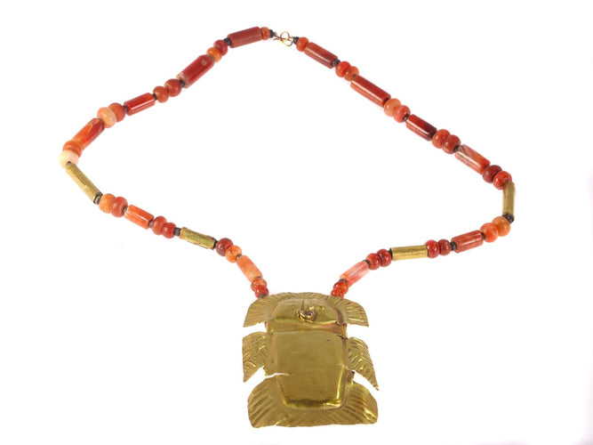 Collier Pendentif précolombien - Oiseau anthropomorphe en or avec collier 58 Facettes 21055-0157