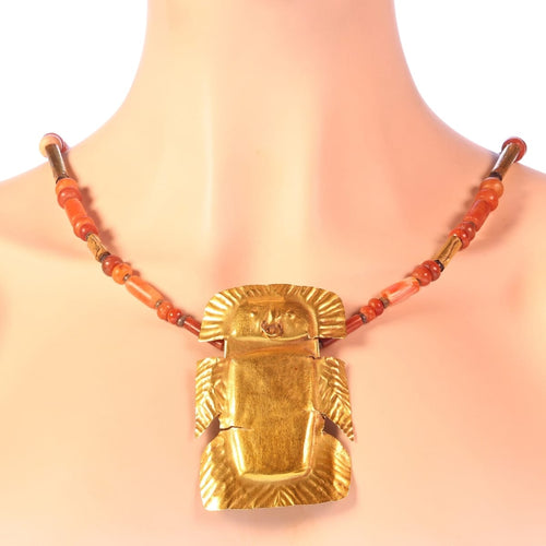 Collier Pendentif précolombien - Oiseau anthropomorphe en or avec collier 58 Facettes 21055-0157