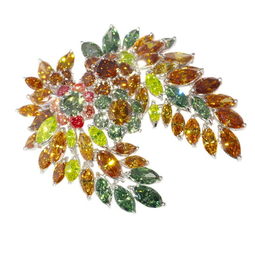 Broche Broche vintage années 1970 en or blanc 18K et diamants fantaisie 58 Facettes 21092-0149
