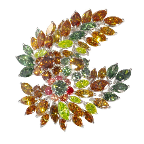 Broche Broche vintage années 1970 en or blanc 18K et diamants fantaisie 58 Facettes 21092-0149