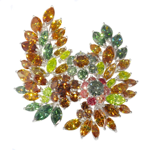 Broche Broche vintage années 1970 en or blanc 18K et diamants fantaisie 58 Facettes 21092-0149