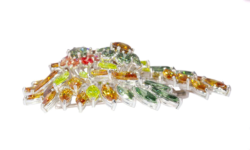 Broche Broche vintage années 1970 en or blanc 18K et diamants fantaisie 58 Facettes 21092-0149