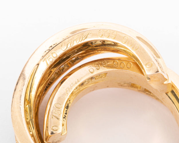 Boucles d'oreilles Cartier - Boucles d'oreilles créoles Trinity en or jaune et diamants 58 Facettes 1