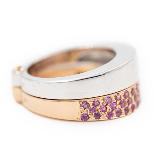 Bague 53 O.J. Perrin - Bague en or rose et or blanc sertie de saphirs roses 58 Facettes 2112647CN