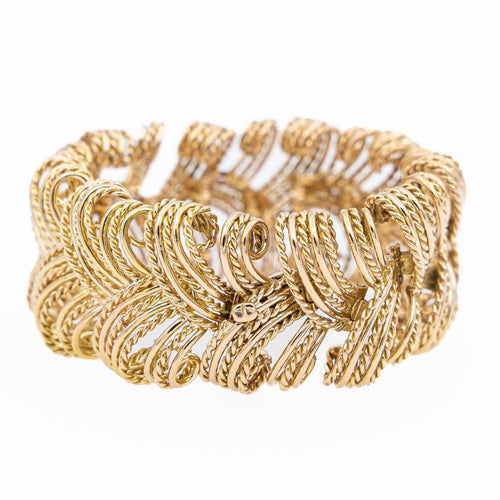 Bracelet Bracelet manchette en or jaune 18 carats, maille torsadée 58 Facettes 2129618CN