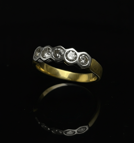 Bague Bague rivière en or jaune et or blanc 18K avec diamants 58 Facettes