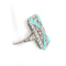 Bague 55 Bague Art déco en platine avec diamants et turquoise 58 Facettes