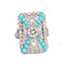 Bague 55 Bague Art déco en platine avec diamants et turquoise 58 Facettes