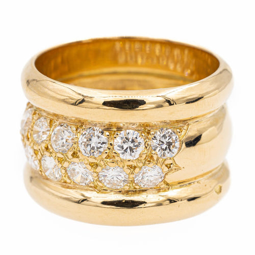 Bague 53 Bague bandeau en or jaune 18 carats sertie de diamants 58 Facettes 2201583CN