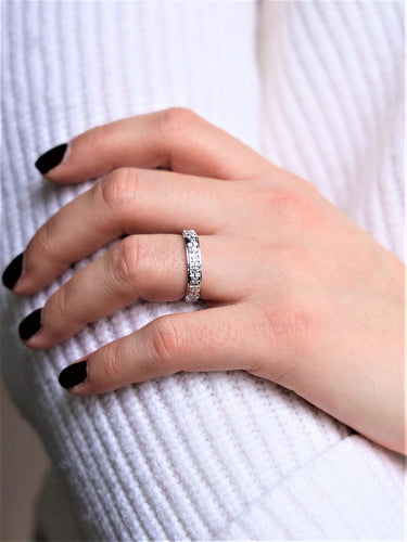 Bague 53 Alliance - Bague en or blanc 18 carats et diamants 58 Facettes 2201713CN
