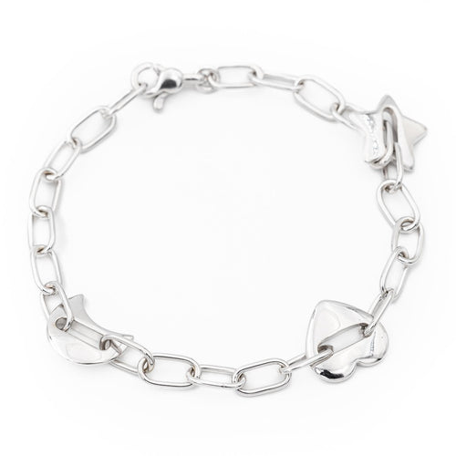Bracelet Bracelet en or blanc 18 carats à motifs étoile, cœur et lune 58 Facettes 2201751CN