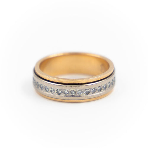 Bague 54 Alliance - Bague en or blanc et or rose 18 carats avec diamants 58 Facettes 2201988CN
