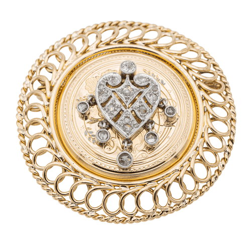 Pendentif Pendentif broche Napoléon III en or rose et platine, diamants 58 Facettes 2208889CN