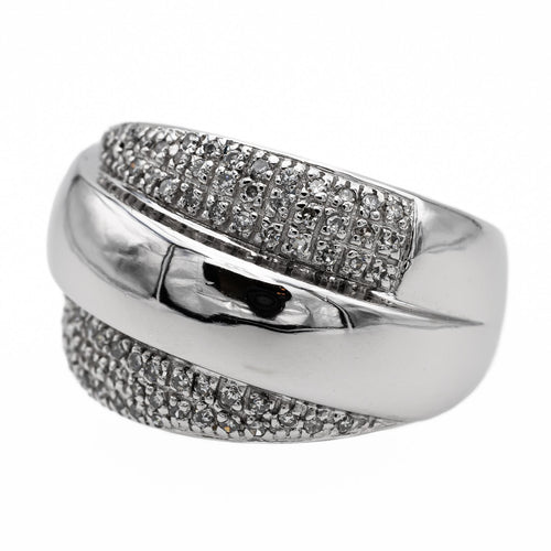 Bague 56 Bague bandeau en or blanc 18 carats sertie de diamants 58 Facettes 2217819CN