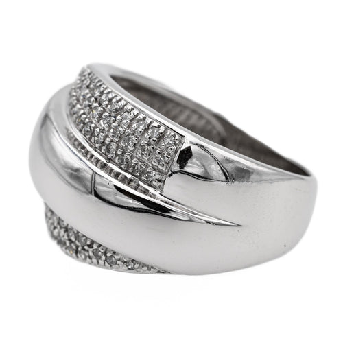Bague 56 Bague bandeau en or blanc 18 carats sertie de diamants 58 Facettes 2217819CN