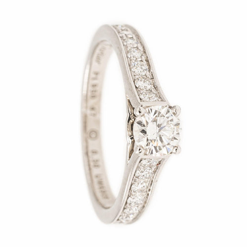 Bague 47 Cartier 1895 - Bague solitaire en platine et diamants 58 Facettes 2220708CN