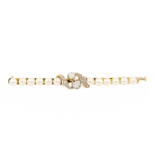 Broche Broche barrette Napoléon III en or jaune, platine, diamants et perles 58 Facettes 2227409CN