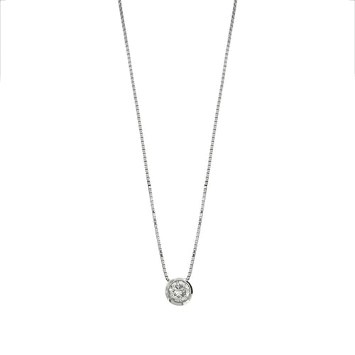 Collier Collier solitaire - Chaîne vénitienne en or blanc 18 ct et diamant 0,50 ct 58 Facettes 22378