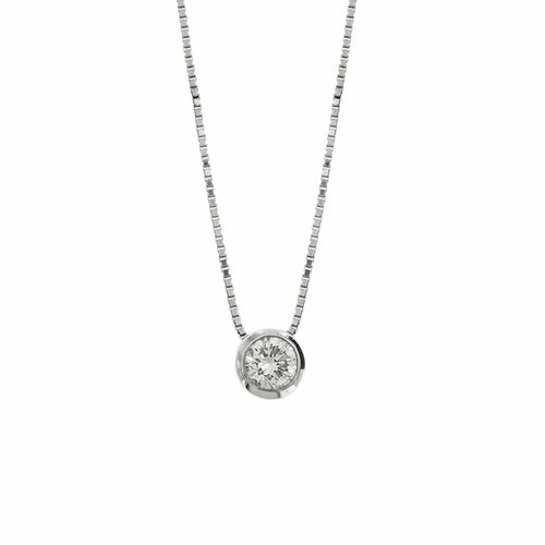 Collier Collier solitaire - Chaîne vénitienne en or blanc 18 ct et diamant 0,50 ct 58 Facettes 22378
