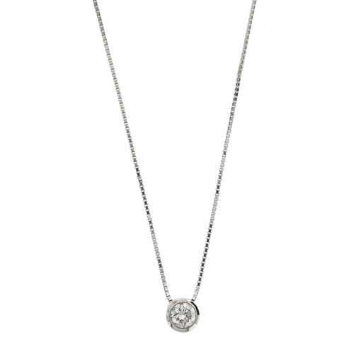 Collier Collier solitaire - Chaîne vénitienne en or blanc 18 ct et diamant 0,50 ct 58 Facettes 22378