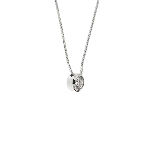 Collier Collier solitaire - Chaîne vénitienne en or blanc 18 ct et diamant 0,50 ct 58 Facettes 22378