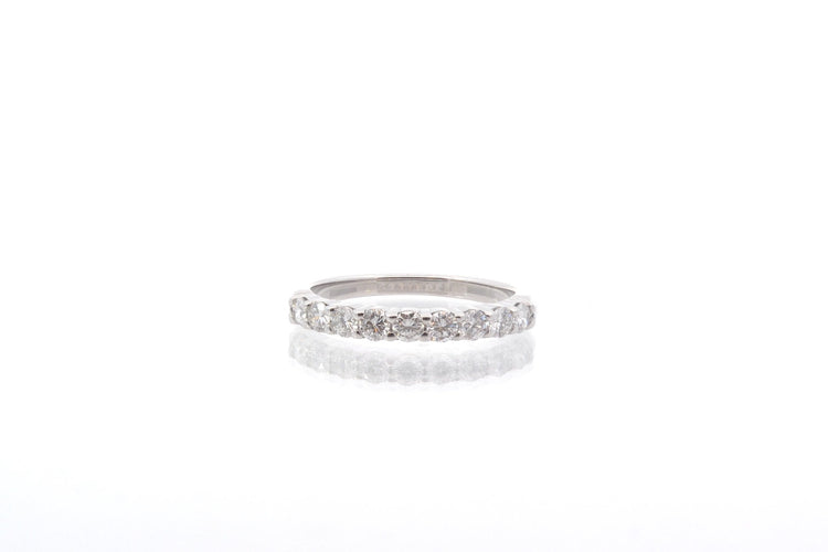 Bague 56 Demi-alliance - Bague en or blanc 18k et diamants 0,65 ct 58 Facettes 25730 22384a