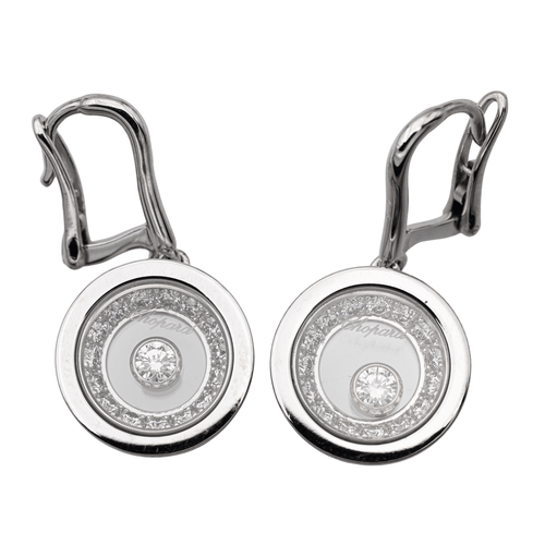 Boucles d'oreilles Chopard Boucles d'oreilles Happy Diamonds Or blanc Diamant 58 Facettes 2238632CN