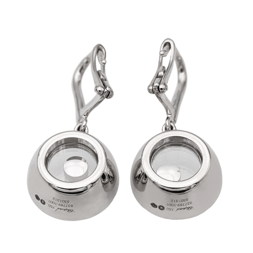 Boucles d'oreilles Chopard Happy Diamonds - Boucles d'oreilles en or blanc et diamants 58 Facettes 2238632CN