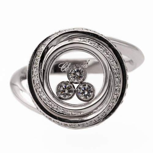 Bague 48 Chopard Bague Happy Diamonds Or blanc Diamant 58 Facettes 2238633CN