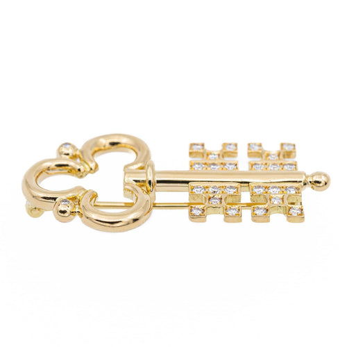 Broche Broche clé en or jaune 18 carats et diamants 58 Facettes 2238634CN