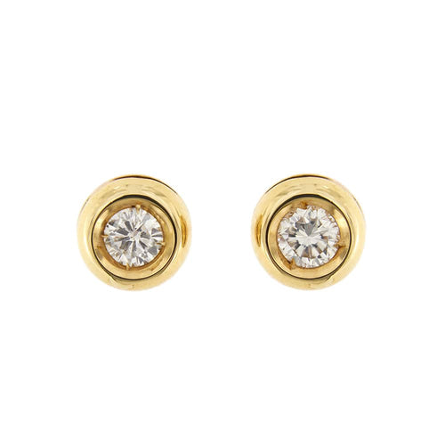 Boucles d'oreilles Boucles d’oreilles point lumineux en or jaune 18 kt et diamants 0,30 ct 58 Facettes 22393