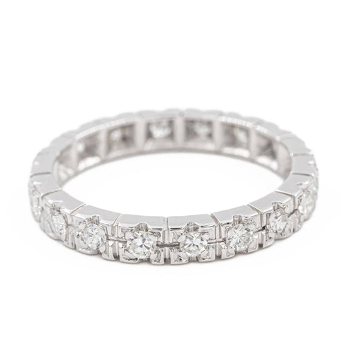 Bague 57 Alliance - Bague tour complet en or blanc 18 carats et diamants 58 Facettes 2242414CN
