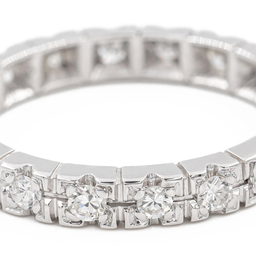 Bague 57 Alliance - Bague tour complet en or blanc 18 carats et diamants 58 Facettes 2242414CN