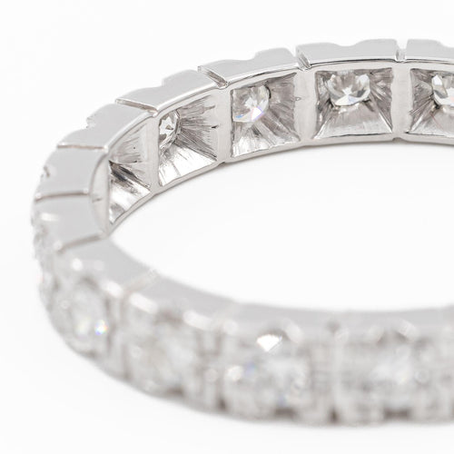 Bague 57 Alliance - Bague tour complet en or blanc 18 carats et diamants 58 Facettes 2242414CN