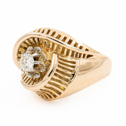 Bague 51 Bague rétro tourbillon en or jaune 18 carats et diamant 58 Facettes 2270589CN